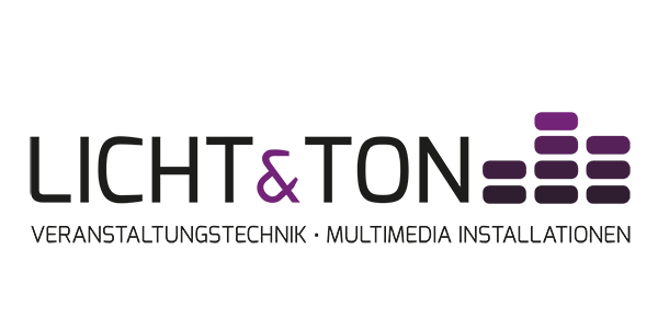 Logo Licht und Ton mit Untertitel Veranstaltungstechnik - Multimedia Installationen