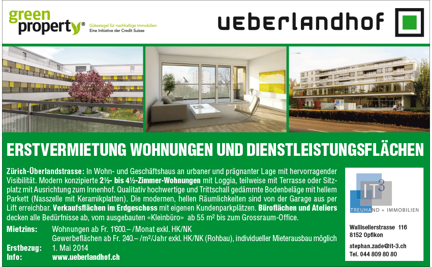 Inserat IT3 Treuhand und Immobilien AG Ueberlandhof